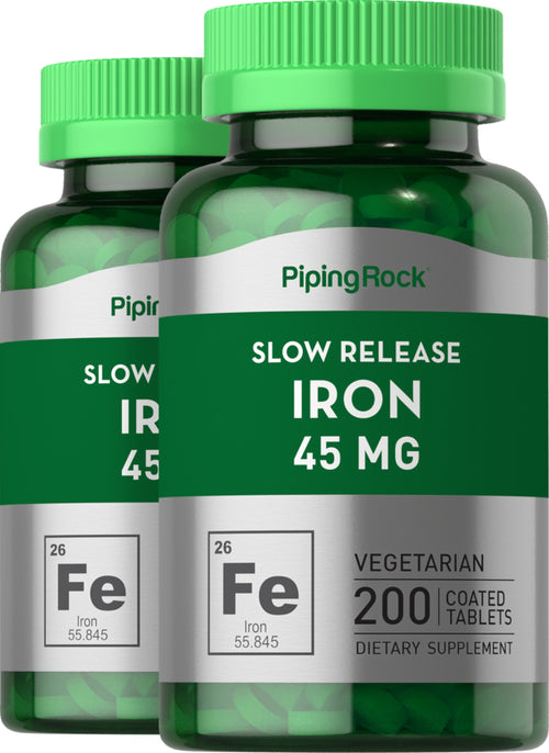 Slow Release Iron, 45 mg, 200 Coated Tablets, 2  Bottles