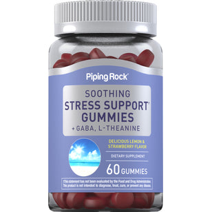 Soothing Stress Support + GABA & L-Theanine Gummies (Delicious Lemon & Strawberry), 60 Gummies