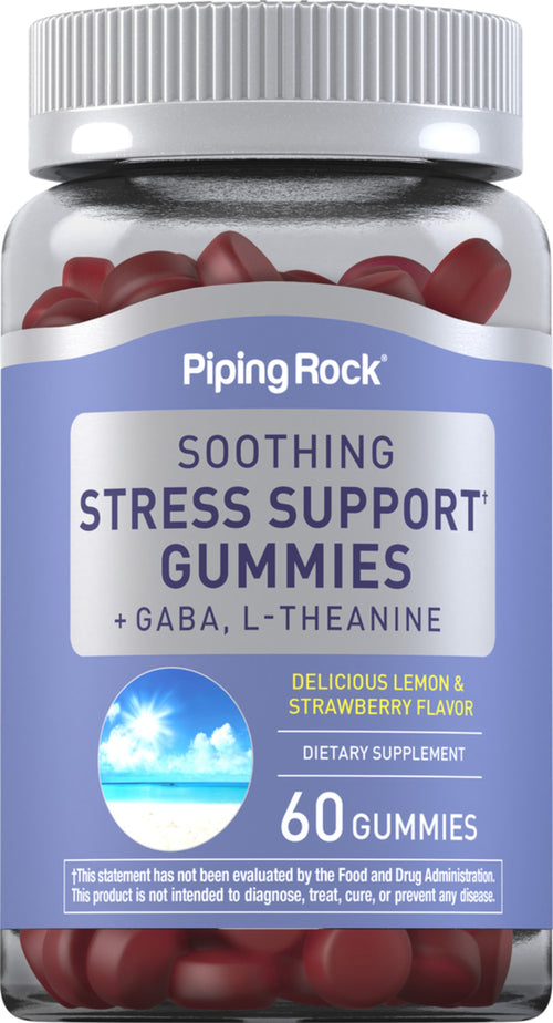 Beroligende stresstøtte + GABA og L-teanin, 60 Gummifigurer