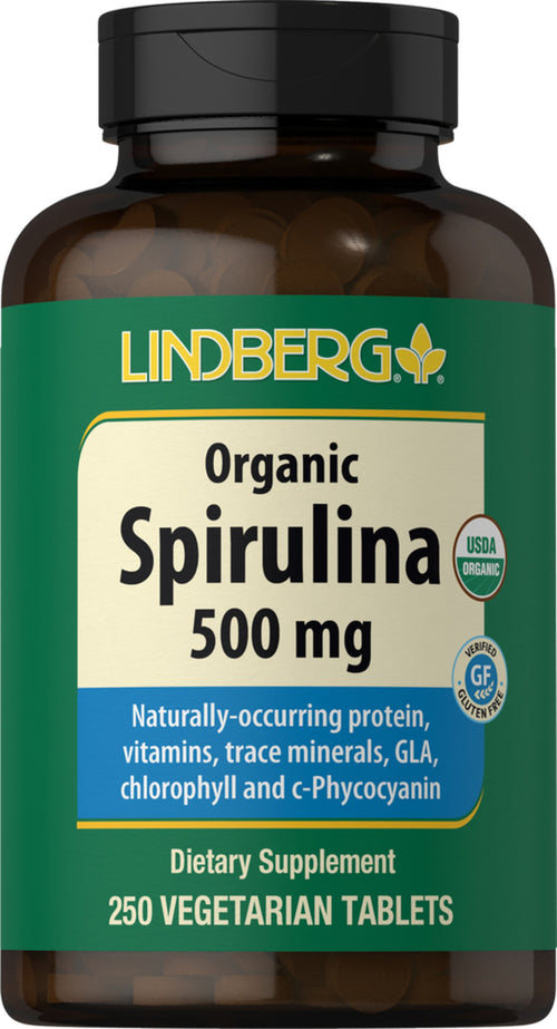 Spirulina (Økologisk) 500 mg 250 Vegetarianske tabletter     