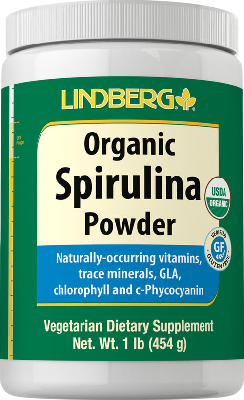 Spirulina pulver (økologisk) 1 pund 454 g Flaske