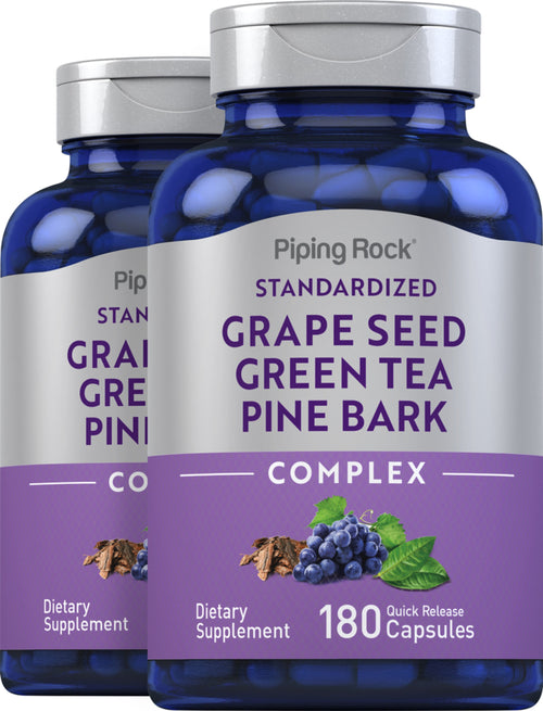 Standardized Grape seed, Green Tea & Pine Bark Complex, 180 Quick Release Capsules, 2  Bottles