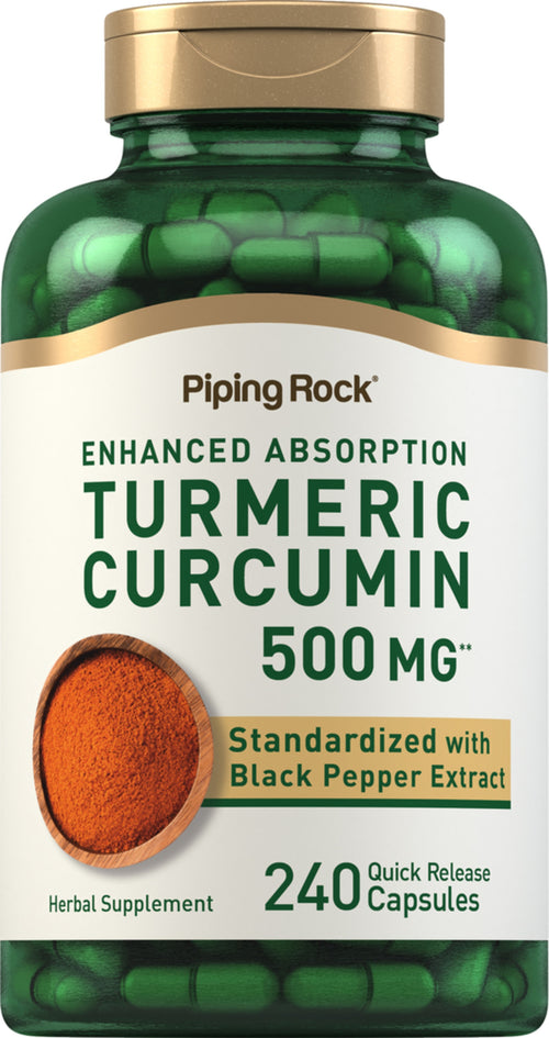 Complexo normalizado de curcuma e curcumina  500 mg 240 Cápsulas de Rápida Absorção     