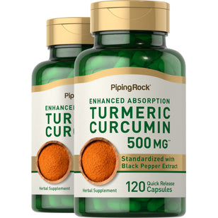 Standardized Turmeric Curcumin Complex, 500 mg, 240 Quick Release Capsules, 2  Bottles