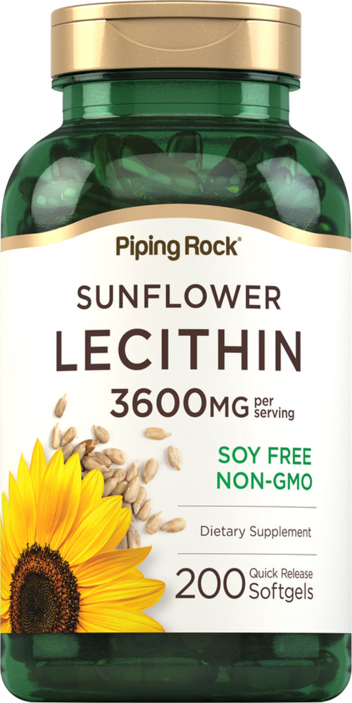 Lecitina de girasol - SIN OMG 2400 mg 3600 mg (por porción) 200 Cápsulas blandas de liberación rápida     