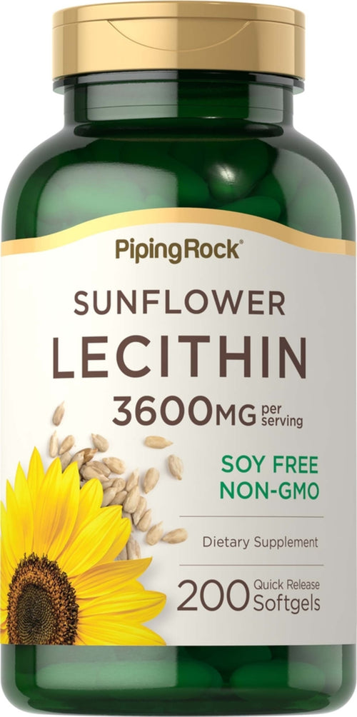 Lecytyna słonecznikowa - BEZ GMO 2400 mg 3600 mg (na porcję) 200 Miękkie kapsułki żelowe o szybkim uwalnianiu     