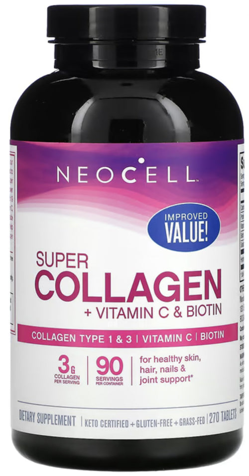 Super collagen + C (type I og III) 250 Tabletter       