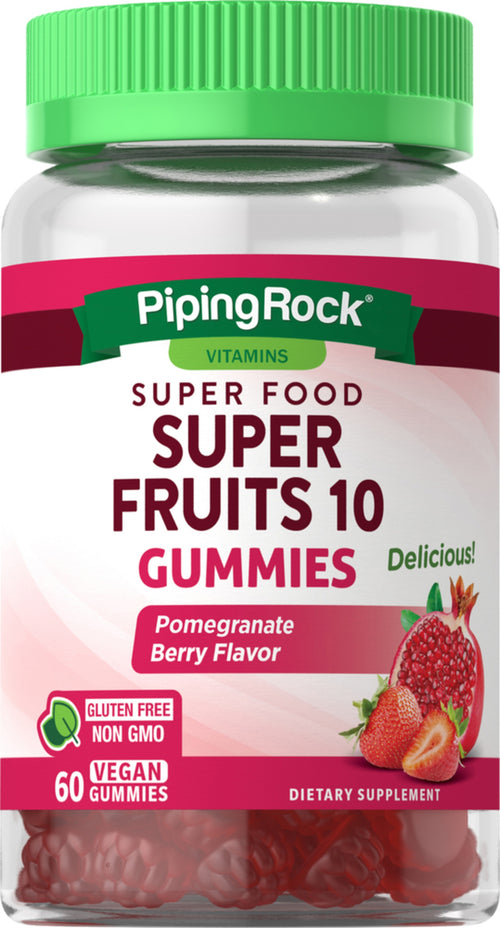Super Fruit 10 (sabor natural de romã e frutas vermelhas) 60 Gomas veganas       