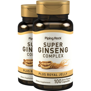 Super Ginseng Complex Plus Royal Jelly, 100 Quick Release Capsules, 2  Bottles