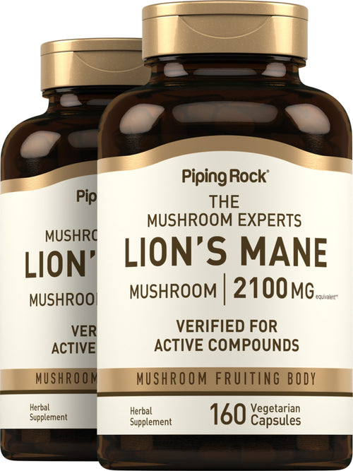 Super Lion's Mane Mushroom, 2100 mg, 160 Vegetarian Capsules, 2  Bottles