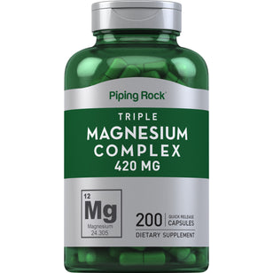 Complejo de magnesio de triple acción 420 mg 200 Cápsulas de liberación rápida     