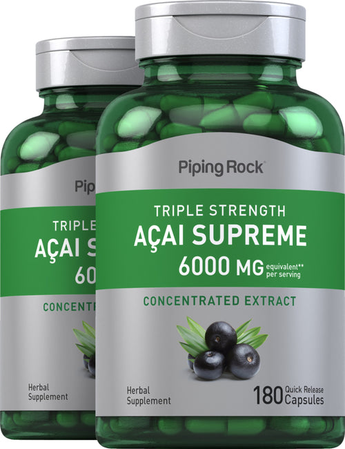 Acai suprême Triple puissance,  6000 mg (par portion) 180 Gélules à libération rapide 2 Bouteilles