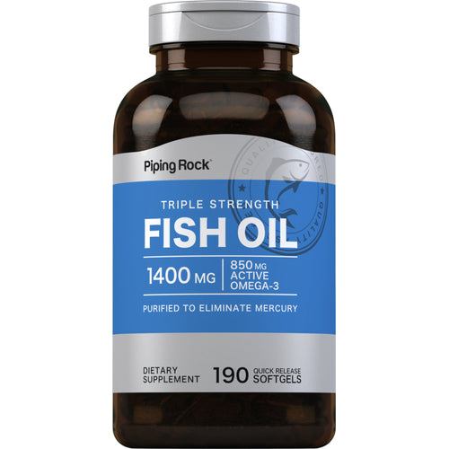 Trojitá sila Omega-3 rybí olej 1360 mg (900 mg aktívna Omega-3) 190 Mäkké gély s rýchlym uvoľňovaním    