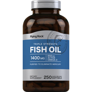 Fiskolja med Omega-3 och tredubbel styrka 1360 mg (900 mg aktiv Omega-3) 250 Snabbverkande gelékapslar       