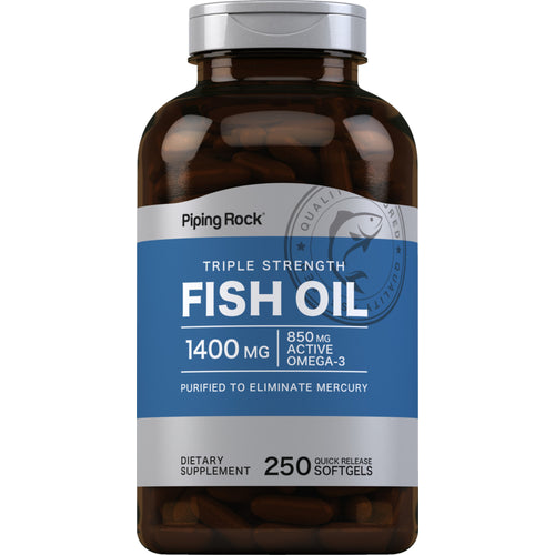 Olio di pesce Omega-3 a tripla azione 1360 mg (900 mg di Omega-3 attivo) 250 Capsule in gelatina molle a rilascio rapido       