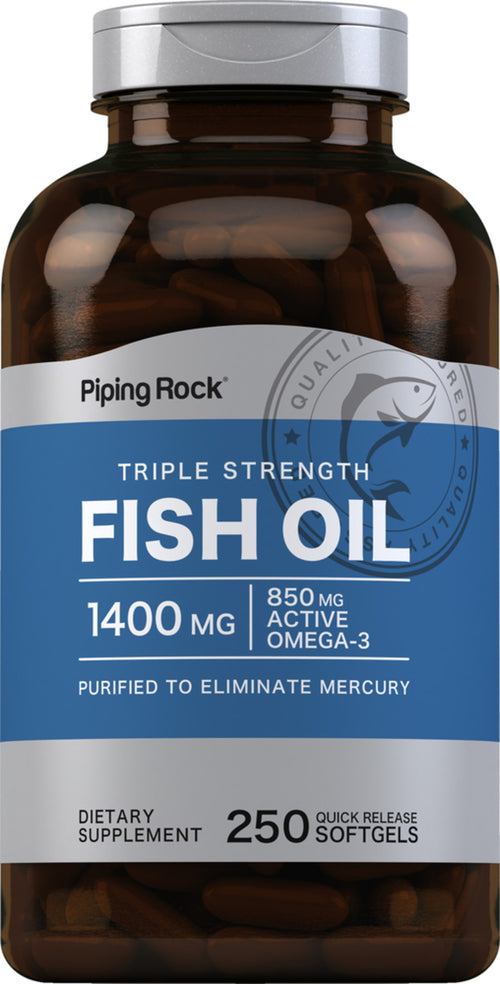 Dreifach starkes Omega-3-Fischöl 1360 mg (900 mg aktives Omega-3) 250 Softgele mit schneller Freisetzung       