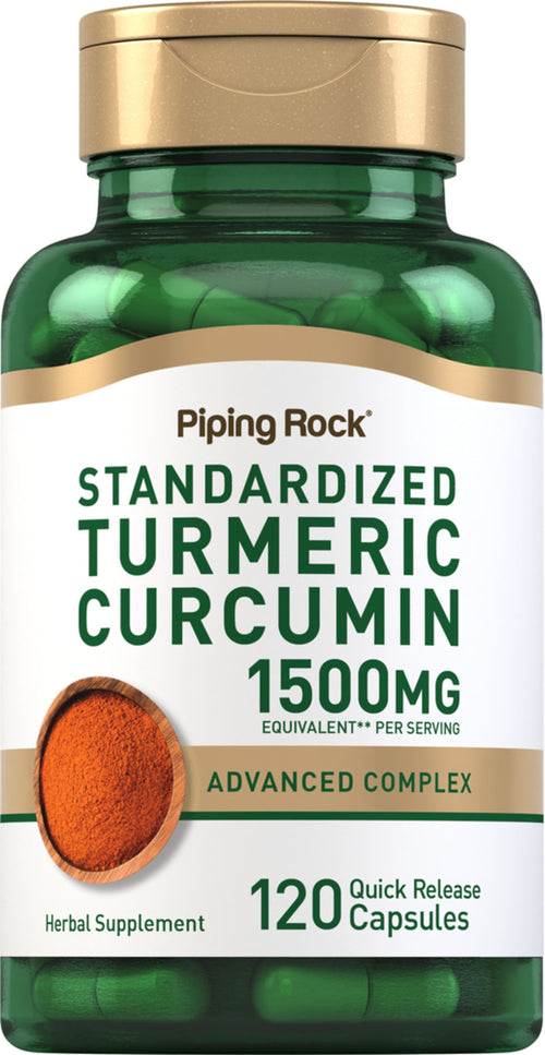 Complexe avancé à la curcumine de curcuma  1500 mg (par portion) 120 Gélules à libération rapide     