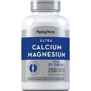 Calcio, magnesio y vitamina D3 (1000 mg de calcio, 500 mg de magnesio y 1000 IU de vitamina D3 por ración) 250 Comprimidos recubiertos       