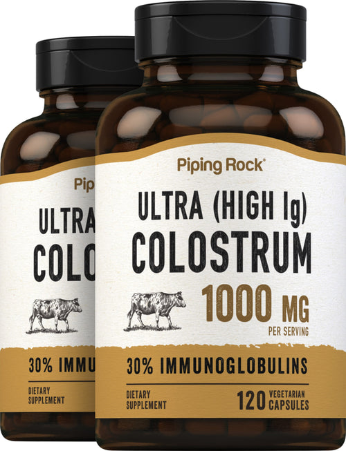 Ultra Colostrum (High IG), 1000 mg (per serving), 120 Vegetarian Capsules, 2  Bottles