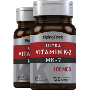 Ultra K2 with MK-7, 100 mcg, 120 Quick Release Softgels, 2  Bottles