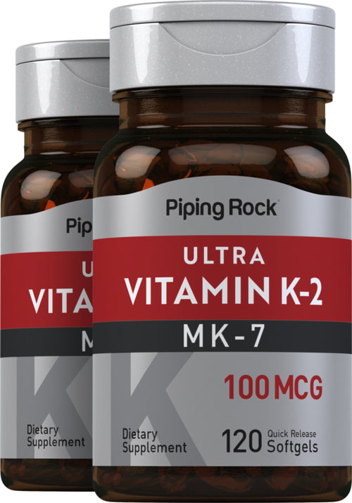 Vitamine K-2 Ultra  MK-7,  100 mcg 120 Capsules molles à libération rapide 2 Bouteilles