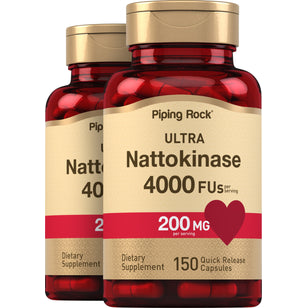 Ultra nattokinaza 4000 FU 200 mg (na porcję) 150 Kapsułki o szybkim uwalnianiu ,2 Butelki   