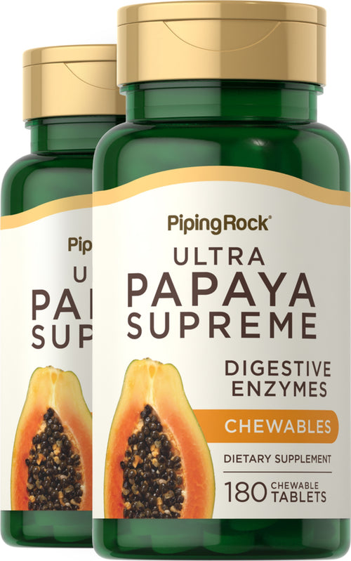 Ultra enzyme de papaye suprême,  180 Comprimés à croquer 2 Bouteilles