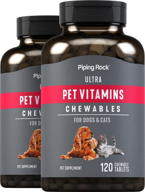 Ultra Pet Vitamins for Dogs & Cats, 120 Chewable Tablets, 2  Bottles