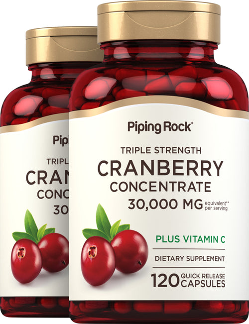 Canneberge (Cranberry) Ultra Triple Force Plus C, 30 000 mcg (par dose), 150 Gélules à libération rapide 2 Bouteilles