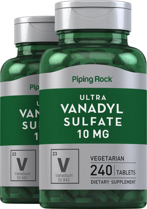 Complexe au Vanadyl (Vanadium) Ultra,  10 mg 240 Comprimés végétaux 2 Bouteilles