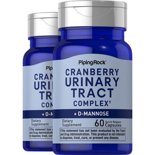 Complexe urinaire + D-mannose et Canneberge (Cranberry),  60 Gélules à libération rapide 2 Bouteilles