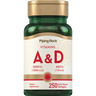 Vitamina A y D3 A-5000 IU D-400 IU 250 Cápsulas blandas de liberación rápida       