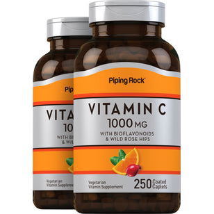 Vitamin C 1000 mg with Bioflavonoids & Rose Hips, 250 Coated Caplets, 2  Bottles
