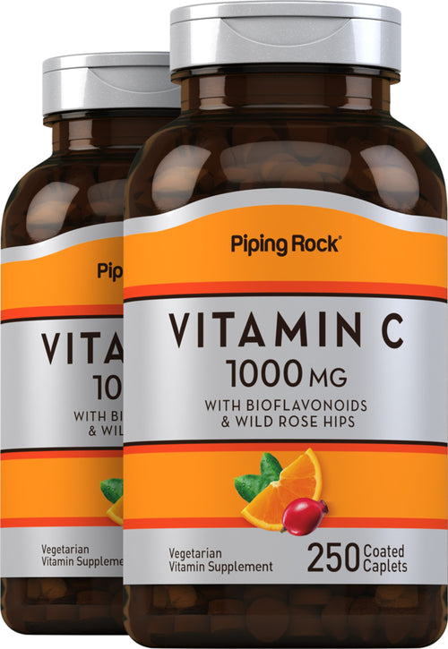 Vitamin C 1000 mg with Bioflavonoids & Rose Hips, 250 Coated Caplets, 2  Bottles