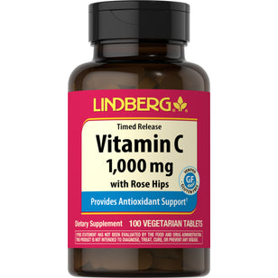 維生素C 1000  mg / 生物類黃酮 & 玫瑰果緩釋片劑 100 素食專用錠劑       