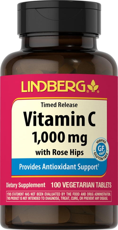 Vitamin C 1000 mg m/bioflavonoider og hyben - optages over tid 100 Vegetar-tabletter       