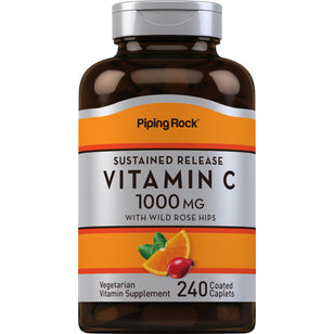 Vitamin C 1000 mg m/bioflavonoider og klungerroser - tas opp over tid 240 Belagte kapsler       