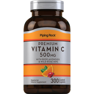 Vitamin C 500mg m/bioflavonoider og hyben 300 Overtrukne kapsler       