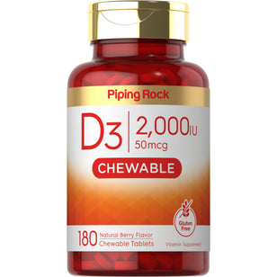 Vitamin D3, 2000 IU (Natural Berry), 180 Chewable Tablets