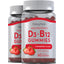 Vitamin D3 + B12 (Strawberry), 60 Vegetarian Gummies, 2  Bottles