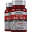 Complexe de vitamines K-2 + D3,  180 Capsules molles à libération rapide 2 Bouteilles