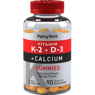 Vitamin K-2 + D3 Calcium Gummies (Delicious Peach Mango), 90 Vegetarian Gummies