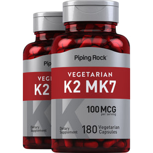 Vitamin K-2 MK-7, 100 mcg (per serving), 180 Vegetarian Capsules, 2  Bottles