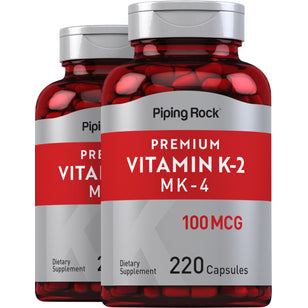 Vitamin K-2 med MK-4 100 mcg 220 Kapslar 2 Flaskor 