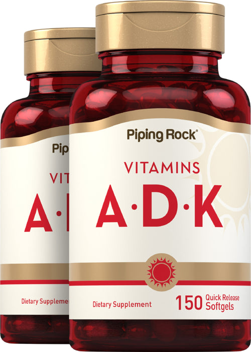 Vitamins A (1500 mcg) D (5000 IU) & K (800 mcg), 150 Quick Release Softgels, 2  Bottles