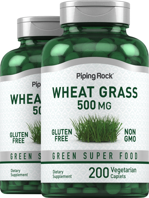 Wheat Grass, 500 mg, 200 Vegetarian Caplets, 2  Bottles