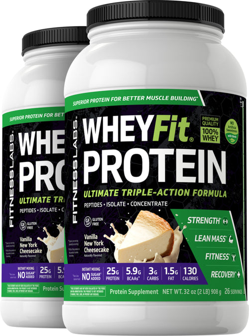 WheyFit Protein (Vanilla New York Cheesecake), 2 lb (908 g) Bottle, 2  Bottles
