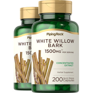 White Willow Bark, 1500 mg (per serving), 200 Quick Release Capsules, 2  Bottles