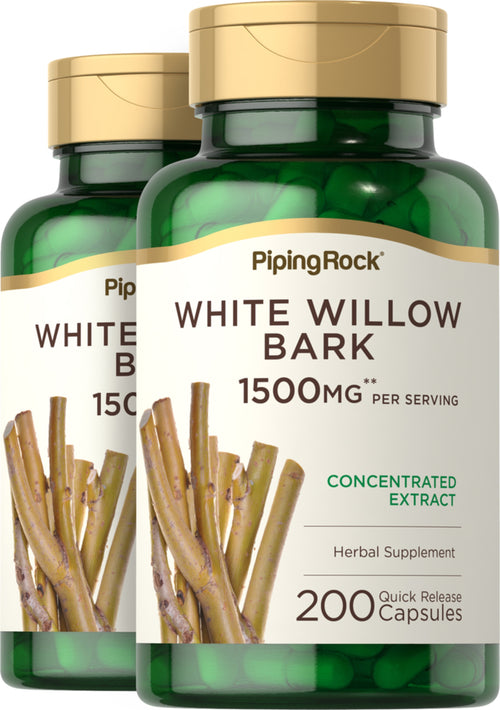 White Willow Bark, 1500 mg (per serving), 200 Quick Release Capsules, 2  Bottles