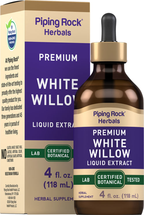 White Willow Bark Liquid Extract Alcohol Free, 4 fl oz (118 mL) Dropper Bottle